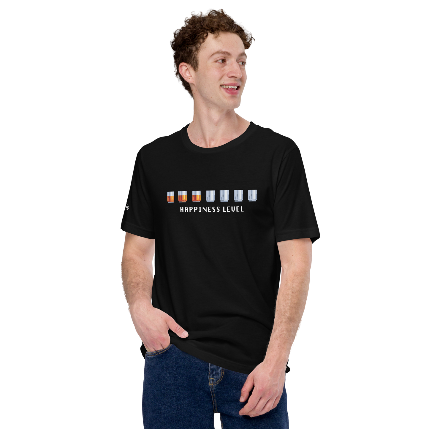 ALCOHOL - GAMER pixel art shot glass happiness level - Funny T-Shirt