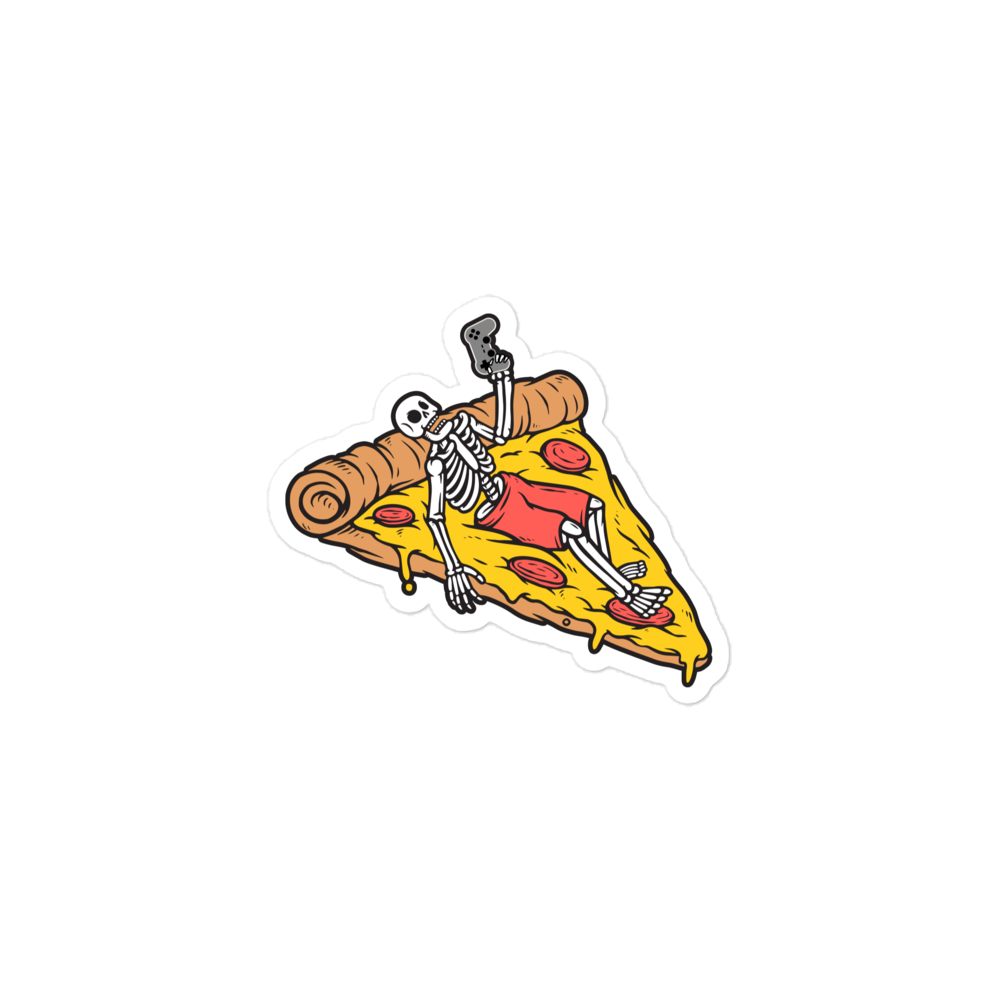 GAMER - Lounging, Pizza and Gaming Skeleton - Funny Bubble-free stickers