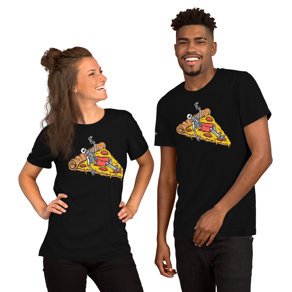GAMER - Lounging, Pizza and Gaming Skeleton - Funny t-shirt