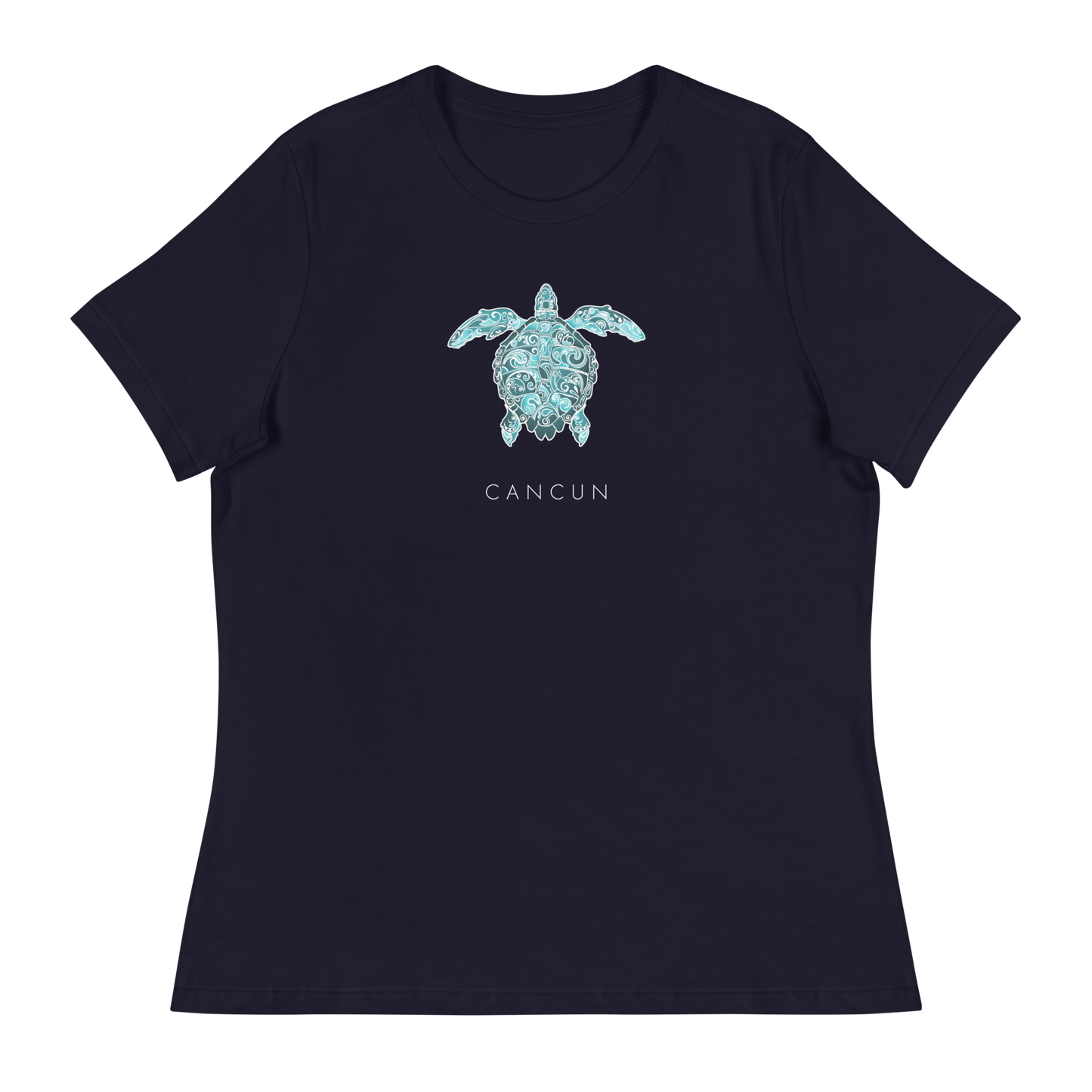 Womens - CANCUN - Art Flourish Sea Turtle Fun T-Shirt